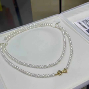 Double-Layer Natural Pearl Necklace High-Luster Round Beads 7-8mm